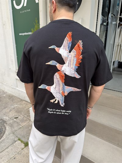 Mallard Patchli Oversize Siyah Tshirt