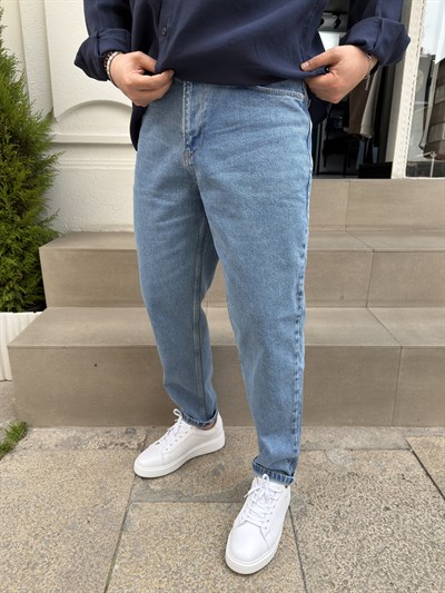 Mavi Taşlanmış Boyfriend Jean
