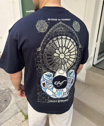 Self Nakışlı Oversize Tshirt