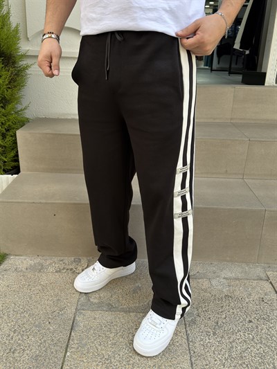 Siyah Etiket Detaylı Baggy Eşofman Alt