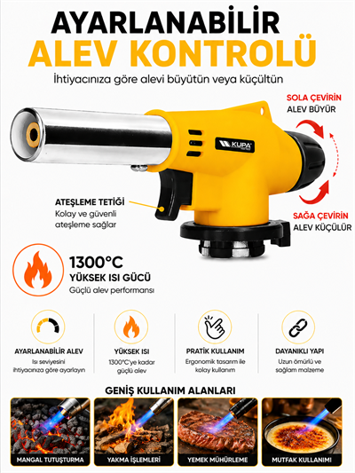 1300 Dereceye Kadar Yüksek Isı Veren Ayarlanabilir Alev Kontrollü Pürmüz Başlığı - Kamp Çakmağı KampAVM