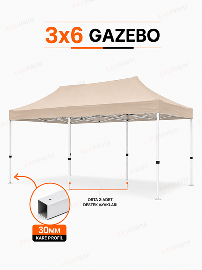 3x6 Katlanır Gazebo Çadır Pratik Kurulumlu Portatif Gölgelik - Çadır KampAVM