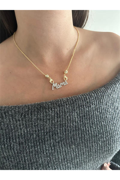 14K Kaplama Kararmaz MAMA Yazılı Şık Kolye