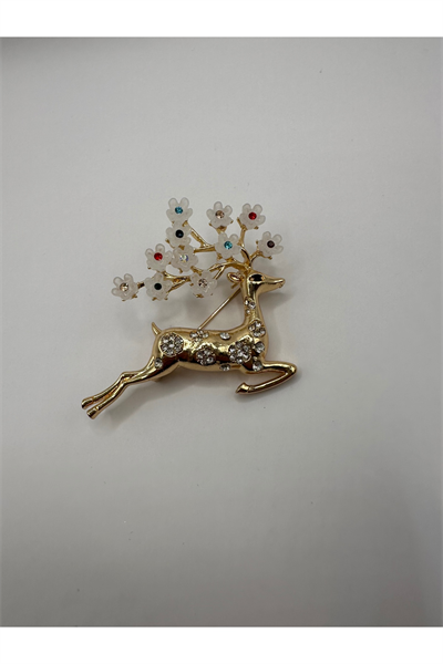 Çiçekli Bambi Broş