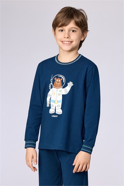 Astronot Karakter Baskılı Lacivert Erkek Çocuk Pijama