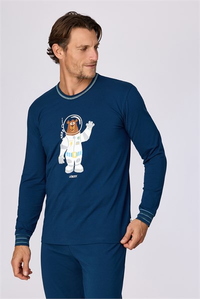 Astronot Karakter Baskılı Lacivert Erkek Pijama