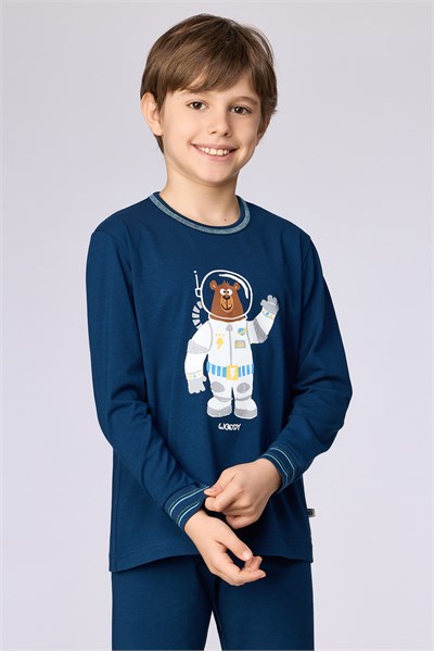 Astronot Karakter Baskılı Lacivert Erkek Çocuk Pijama