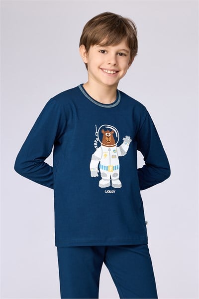 Astronot Karakter Baskılı Lacivert Erkek Çocuk Pijama