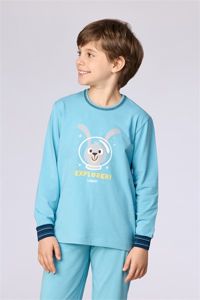 Astronot Tavşan Mavi Erkek Çocuk Pijama