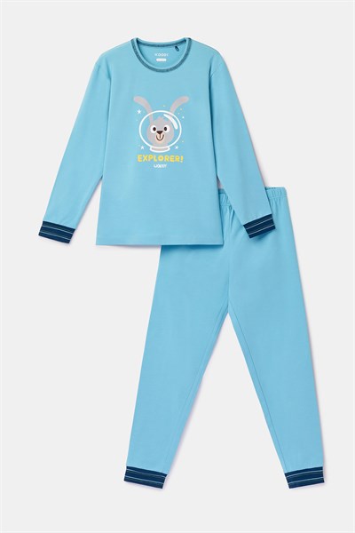 Astronot Tavşan Mavi Erkek Çocuk Pijama