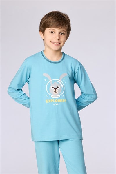 Astronot Tavşan Mavi Erkek Çocuk Pijama