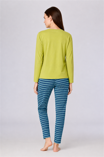Baskı Detaylı Limon Yeşili Kadın Pijama