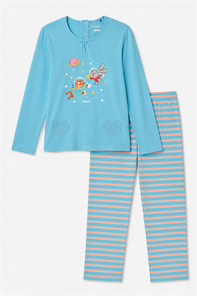 Baskı Detaylı Mavi Kadın Pijama