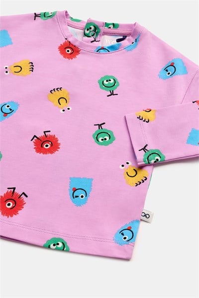 Baskılı Pembe Pamuklu Kız Bebek Pijama