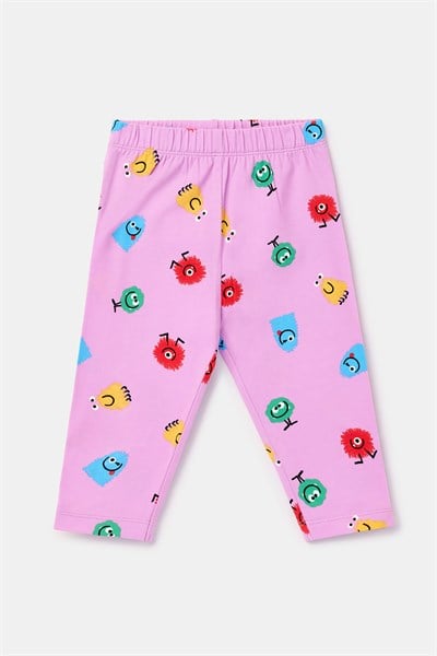 Baskılı Pembe Pamuklu Kız Bebek Pijama