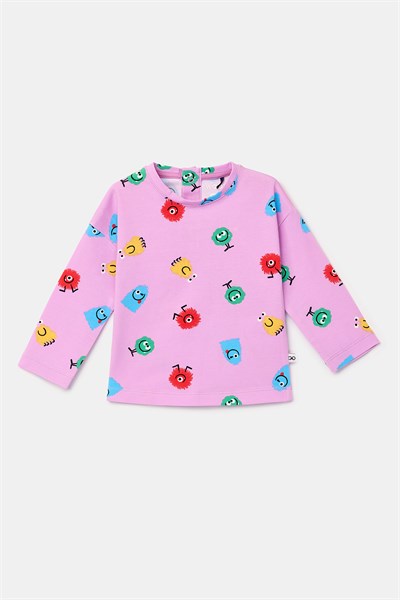 Baskılı Pembe Pamuklu Kız Bebek Pijama