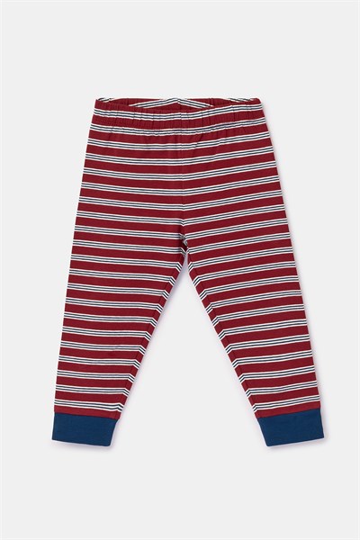 Bordo Çizgili Tilki Baskılı Erkek Bebek Pijama