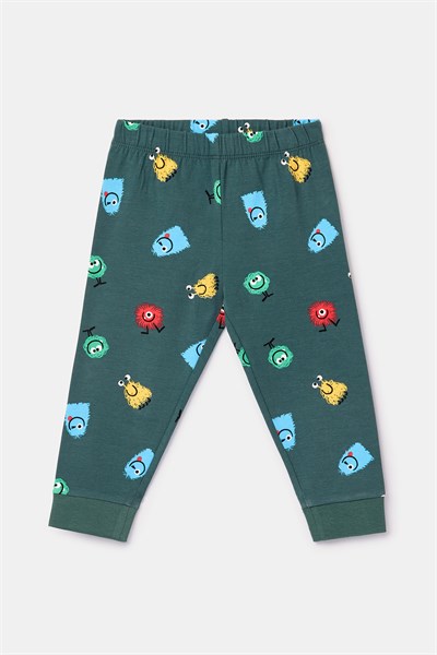 Canavar Baskılı Yeşil Erkek Bebek Pijama
