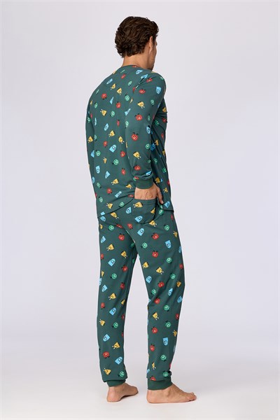 Canavar Baskılı Yeşil Erkek Pijama