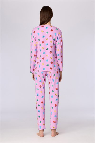 Canavar Desenli Pembe Kadın Pijama