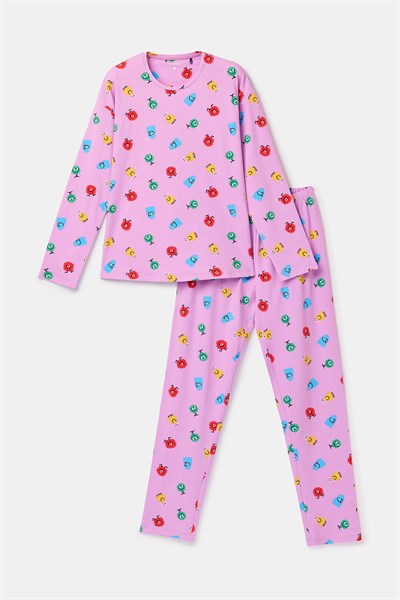 Canavar Desenli Pembe Kadın Pijama