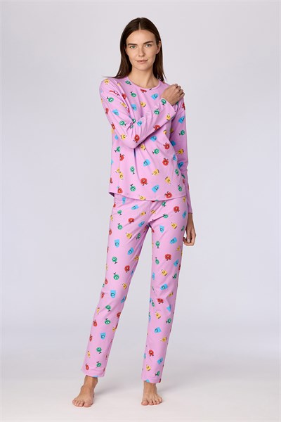 Canavar Desenli Pembe Kadın Pijama