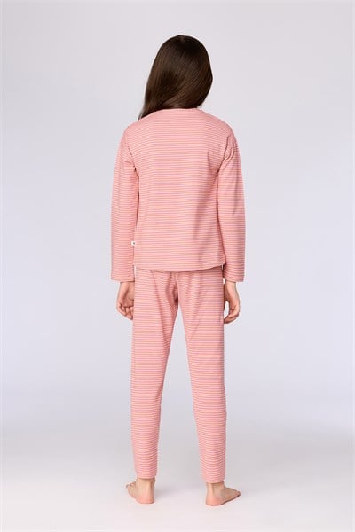 Çizgili Canavar Baskılı Kız Çocuk Pijama