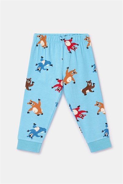 Hayvan Baskılı Mavi Erkek Bebek Pijama
