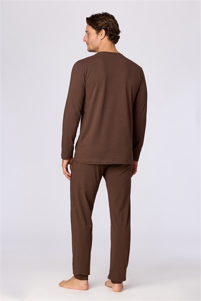 Kahverengi Basic Erkek Pijama Takımı