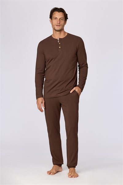 Kahverengi Basic Erkek Pijama Takımı