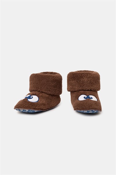 Kahverengi Göz Detaylı Velsoft Patik