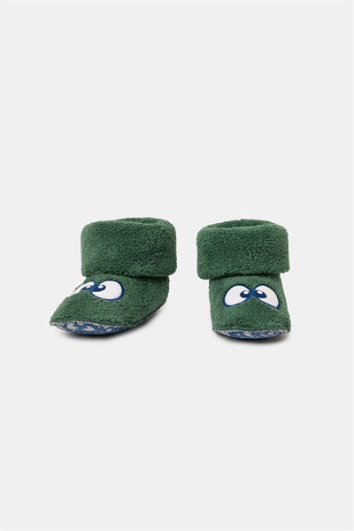 Koyu Yeşil Göz Detaylı Velsoft Patik