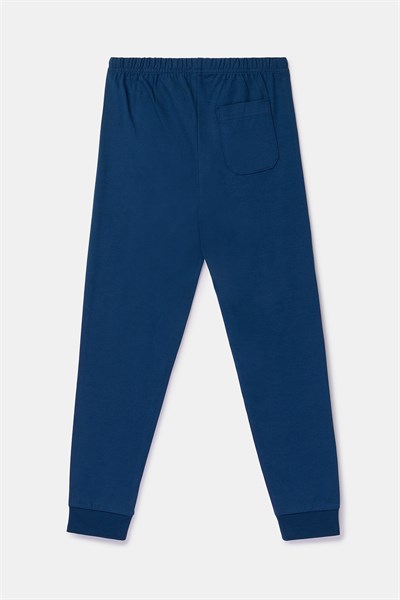 Lacivert Çizgili Baskılı Erkek Çocuk Pijama