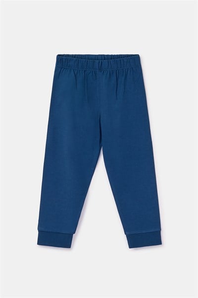 Lacivert Çizgili Pamuklu Erkek Bebek Pijama