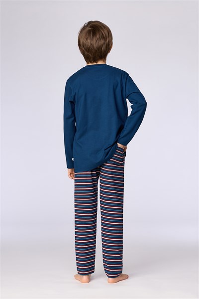 Lacivert Tilki Baskılı Erkek Çocuk Pijama