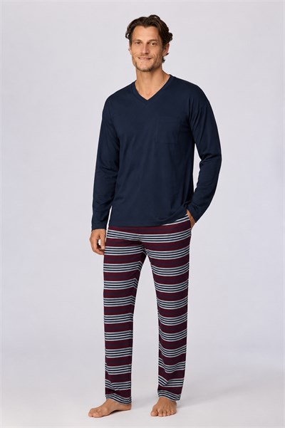Lacivert V Yaka Erkek Pijama Takımı