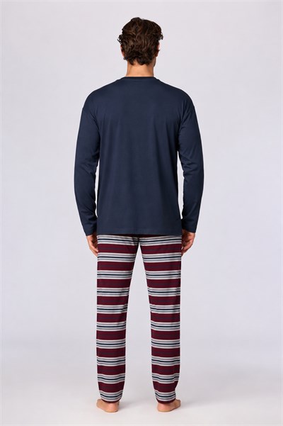 Lacivert V Yaka Erkek Pijama Takımı