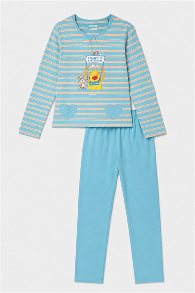 Mavi Çizgili Kadın Pijama