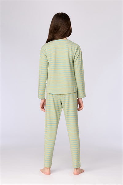 Mavi Çizgili Kız Çocuk Pijama