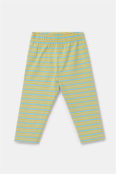 Mavi Çizgili Pamuklu Kız Bebek Pijama