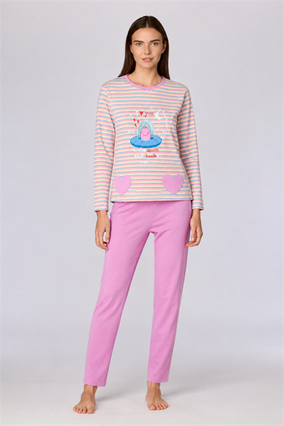 Pembe Çizgili Kadın Pijama