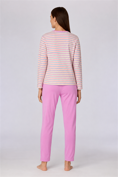 Pembe Çizgili Kadın Pijama
