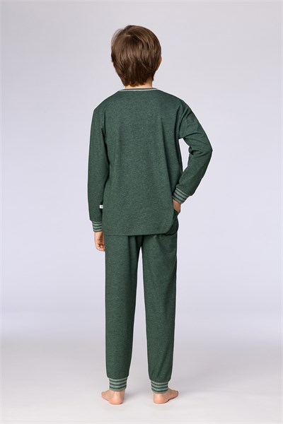 Roket Baskılı Yeşil Erkek Çocuk Pijama