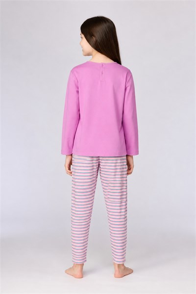 Uzay Baskılı Pembe Kız Çocuk Pijama