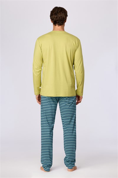 Uzaylı Karakter Baskılı Limon Yeşili Erkek Pijama