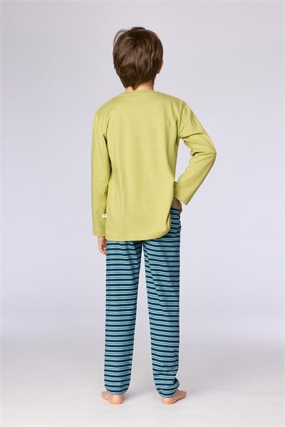 Uzaylı Karakter Baskılı Limon Yeşili Erkek Çocuk Pijama