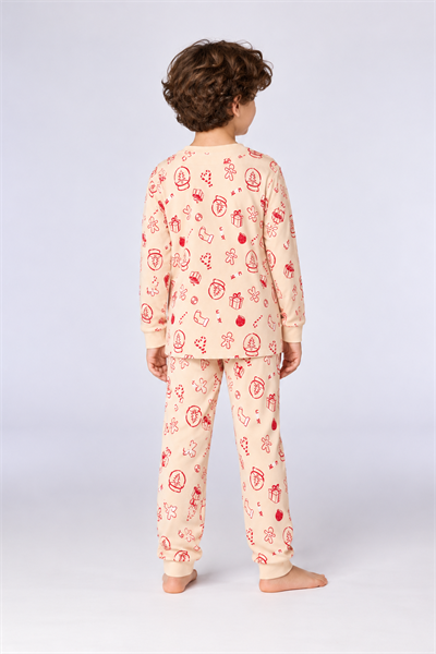Yeni Yıl Temalı Ekru Erkek Çocuk Pijama