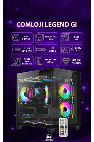 Gi LEGEND RTX 5060 8GB + Intel i7 13700 32 GB RAM 1 TB SSD Hazır Sistem
