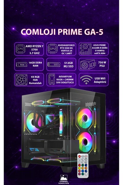 GA PRIME-5 Gaming AMD | RTX 5060 8GB + Ryzen 7 5700 | 16GB DDR4