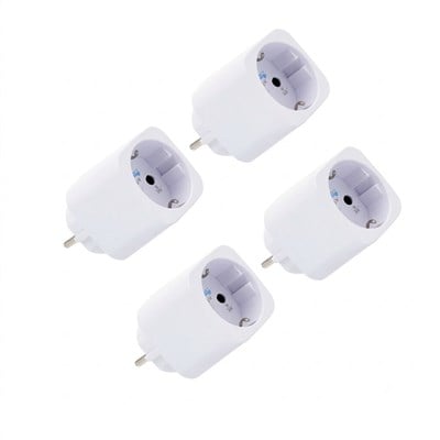 Shelly Plug M Gen3 beyaz enerji ölçümlü Matter akıllı priz 4'lü paket ürün görseli
